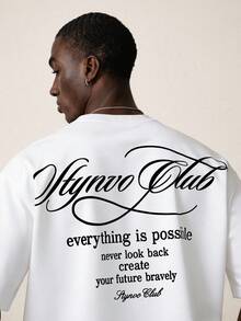 STYNVO Áo thun nam tay ngắn cổ tròn in khẩu hiệu, kiểu dáng thường ngày. - trắng - Xem 3