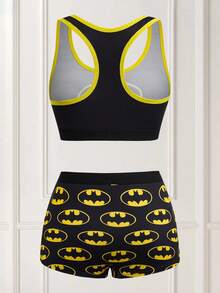 BATMAN X SHEIN Women's Cartoon Print Camisole And Briefs Set - Black - View 2