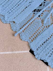 GlowEve Women's Lightweight Perforated 3/4 Sleeve Cardigan, Summer New Arrival - Baby Blue - View 6