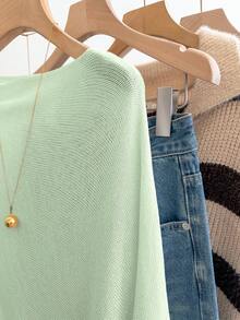 GlowEve Áo choàng poncho nữ màu trắng dáng rộng, thoải mái, thích hợp cho mùa xuân và mùa hè. - Màu xanh Bạc hà - Xem 6