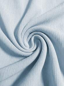 Franclia 女士优雅粉色雪纺褶皱白色领宽松短袖衬衫 - 藍色 - 查看 6