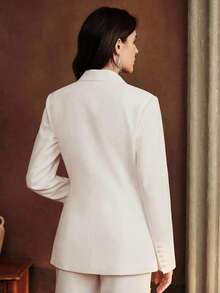 Anewsta Áo khoác blazer nữ tối giản, thiết kế thanh lịch, phù hợp cho công sở, đi làm, dự tiệc, lễ tốt nghiệp, đám cưới. - trắng - Xem 7