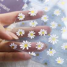 1本A6可爱雏菊图案透明贴纸簿，内无纸张，PVC材质，按扣式封口，非常适合日记或照片卡片收藏。 - 彩色 - 查看 7