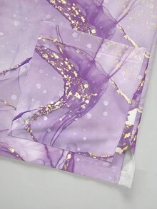 PopScrub Plus Size Rennaissance Purple Tie Dye Graphic Print V-Neck Scrub Top,Nurse Healthcare Uniform For Work,Short Sleeve Pocket Ear Loop Split Hem Top - Multicolor - View 3