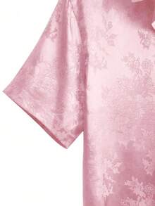 Genlund 男士休闲纯色提花短袖衬衫，夏季 - 粉色 - 查看 3