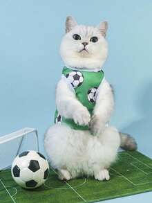 PETSIN 1pc Green Pet Vest For Cats And Dogs, Football World Cup Themed, Sunscreen And Insect-Proof, Summer - Multicolor - View 9