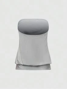 Opuloom Women's Shiny Fabric Strapless Cold-Shoulder Crop Top, Suitable For Casual, Vacation, Party, Dining Out, Daily Wear In Summer - Grey - View 2