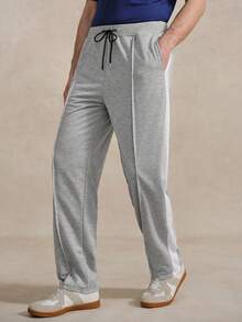 Courvante 男士抽绳腰带拼接侧缝运动裤灰色慢跑裤男士长裤男士健身裤男士阔腿侧条纹灰色运动裤网球学院风，父亲节礼物 - 灰色 - 查看 5