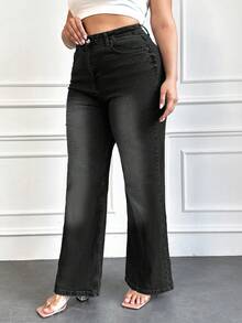 EURMUSE Plus Straight Leg Jeans - Dark Grey - View 6