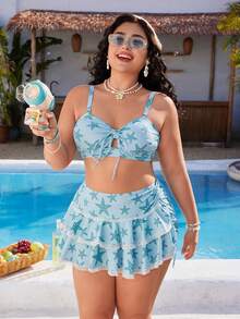 Swim Mod 2pcs Women's Starry Print Swimsuit, Cute And Playful For Summer - Blue - View 1