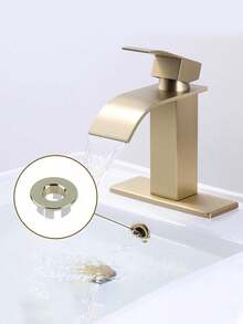 1/5Pcs Antique Style Sink Overflow Cover, Decorative Basin Overflow Hole Cap For Bathroom Wash Basin - Gold - View 6