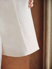 Anewsta Áo khoác blazer nữ tối giản, thiết kế thanh lịch, phù hợp cho công sở, đi làm, dự tiệc, lễ tốt nghiệp, đám cưới. - trắng - Xem 8