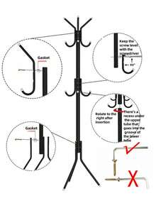 1pc Iron Garment Rack, Approx 69" Tall, Free-Standing Coat Rack, Stable, Fashionable, Movable, Easy Assembly, Suitable For Living Room, Entryway, Bedroom, Study, Office, Holiday Gift, Valentine's Day Present - Multicolor - View 5