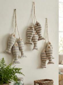 1PC String Small Handmade Cloth Craft Mediterranean Colorful Fish Hanging Decorations Wall Art Home Wall Decor Living Room Bedroom Hallway Room Nautical Theme Holiday Gift Home Accent Atmosphere Decor - Multicolor - View 4