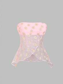 Sweetra Áo ống nữ thời trang xuân hè mới, phong cách đường phố retro, gợi cảm, ôm sát, xếp ly, thanh lịch, đa năng, thoải mái, thích hợp cho kỳ nghỉ. - Hồng - Xem 2