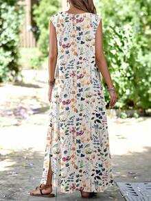 EMERY ROSE 休闲简约碎花图案女式连衣裙，适合夏季穿着，可作女士夏季连衣裙、度假装、女士休闲连衣裙、女士长裙、女士夏季套装。 - 彩色 - 查看 2