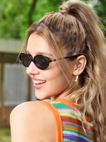 Shadewire 1pc Women's Casual Vintage Square Frameless Glasses, Suitable For Daily Wear, Beach, Summer Decoration, Street Snap Retro Vintage Fashion Accessories - 2pcs Gray+Brown - View 6