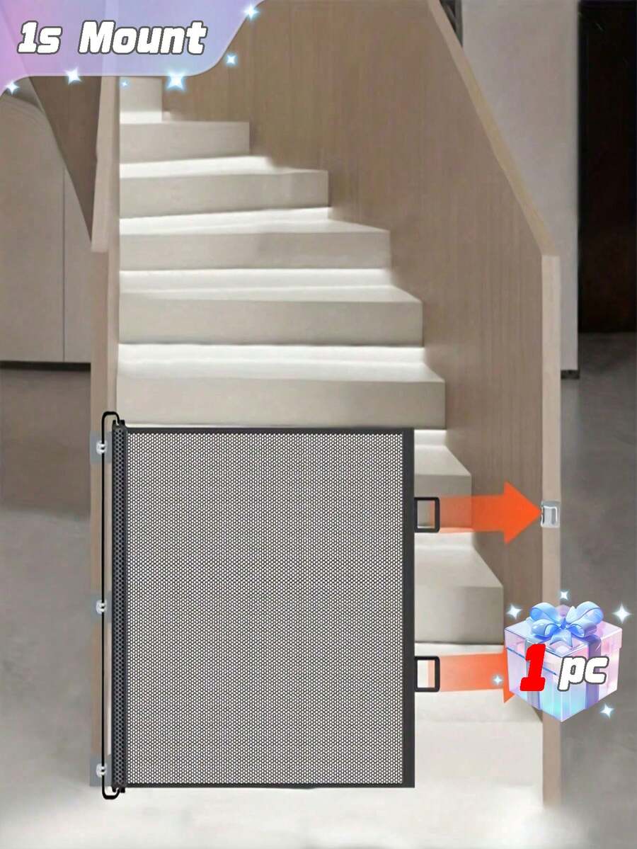 New Anti Cat Running Out Fence, No Need To Drill Holes, Retractable Pet Door Fence, Staircase Door Partition, Small Dog Fence, Cat Barrier - Multicolor - View 1