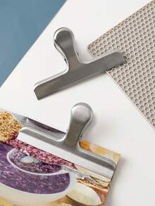 1个不锈钢密封夹，简约纯银色手动食品密封夹，家用 - 銀色 - 查看 7