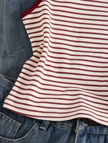 Summer Tops Tween Girl Striped Casual Versatile Camisole Squishy Bohemela Tops Girls Tops Spaghetti Strap Cami For Girls Tight Cute Aesthetic Summer Shirts Girl Bohemela Top - Red - View 5