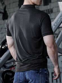 Gym Rark Men's Regular Fit Short Sleeve Casual Summer Versatile Sports Polo Shirt, Gym - Black - View 2