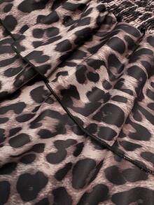 NU&NOW Plus Size Leopard Print Ruffle Hem Sexy Shorts Leopard Print Short - Brown - View 7