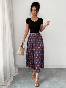 GlowEve Retro Polka Dot A-Line High Waist Skirt, Loose Fit Flattering, New Arrival Spring/Summer - Multicolor - View 7