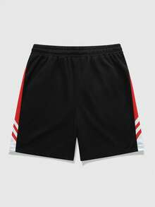 ROMWE MEN Prep Men's Contrast Color Drawstring Waist Slant Pocket Casual Shorts - Multicolor - View 2