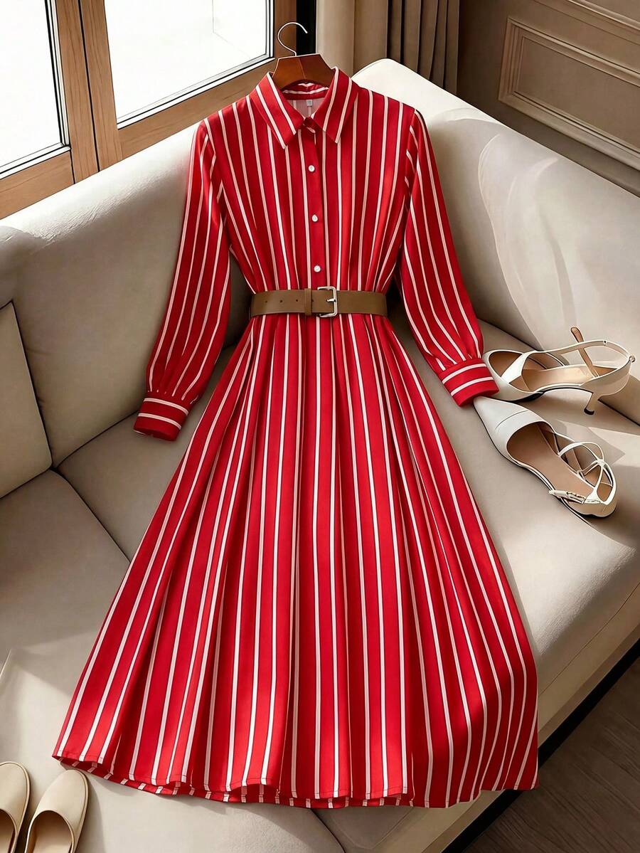 Franclia Vestido ajustado de mujer con camisa de rayas - Multicolor - Ver 1