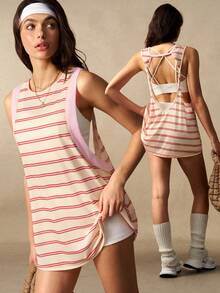 VARSIVA Women Striped Backless Casual Fitness Sports Tank Top - Multicolor - View 9