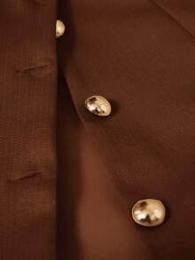 BELROSIE Gaun Rajut Herringbone Lengan Lentera Elegan Serbaguna dengan Desain Modis dan Mewah - Coklat - View 7