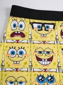 SpongeBob SquarePants | SHEIN Women Cartoon Print Camisole And Shorts Underwear Set - Yellow - View 6