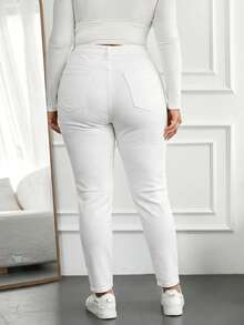 SHEIN Cottnline Plus Size Jeans - White - View 2