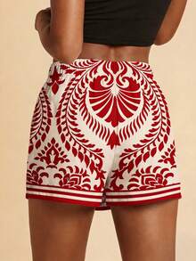 Travachic Women's Casual Allover Print Tie-Waist Wrap Shorts - Multicolor - View 2