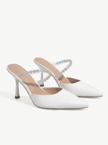 CUCCOO CHICEST Ladies' Single High Heeled Shoes With Plain And-Set Rhinestone Spring Shoes Spring Break Easter Prom Heels For Christmas Elegant Shoes Wedding Shoes Spring Shoes Bride Shoes - White - View 1