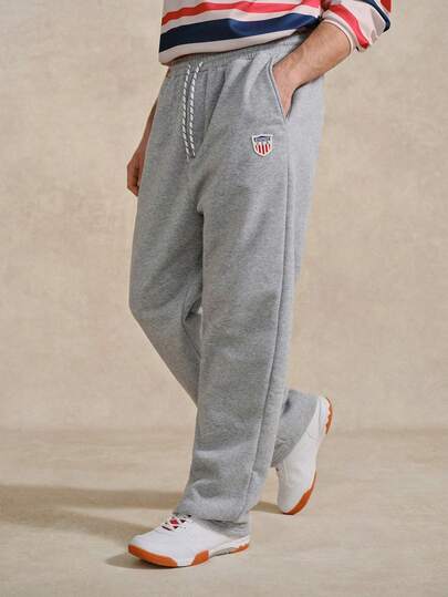 SWAVVY Pantalones rectos holgados de punto para hombre, pantalones de chándal rectos para ir a la escuela y salir, para regalos de esposo y novio, Tenniscore Preppy