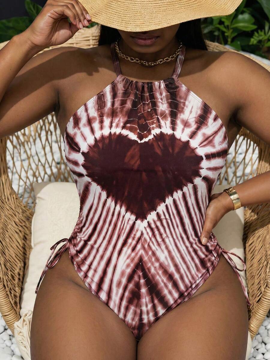 Vaytide 大码连体泳衣，休闲简约印花设计，女士款 - 彩色 - 查看 1