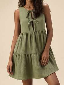 Travachic Casual Elegant Loose Tie-Waist Dress,Summer Dress,Summer Outfits,Summer Dresses For Women,Elegant Dresses For Women,Vacation Outfits Women, Beach Dress,Casual Dresses For Women,Festival Dresses - Army Green - View 1