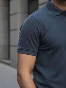 Playera Tipo Polo para Caballero Estilo Casual Primavera Verano - Azul Petróleo - Ver 6