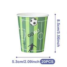 绿色足球花瓣图案一次性餐盘、餐巾纸和杯子套装，可供20位客人使用。这款一次性派对用品套装（包括餐盘、餐巾纸和杯子）非常适合生日派对、婚礼和家庭野餐。 - 查看 8