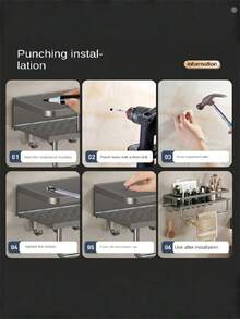 Wall-Mounted Storage Rack, Bathroom Corner Storage Rack, Bathroom Towel Bar Hook, Toilet Storage Tools, Shower Room Storage Rack, Bathroom Accessories, Suitable For Storing Items In Kitchens, Bathrooms, Balconies And Other Places. - Multicolor - View 5