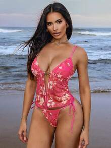 Swim SXY Women's Floral Print Tankini Swimsuit Set, Vacation & Beach - Pink - View 4