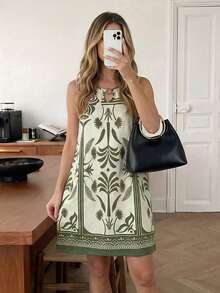 Easowa 女士休闲碎花无袖迷你度假连衣裙 - 彩色 - 查看 2