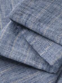 Livesso Áo sơ mi nữ dáng rộng, thắt nơ phía trước, viền bèo nhún, thích hợp cho mùa xuân và kỳ nghỉ. - Màu xanh lam - Xem 7