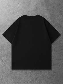 ROMWE MEN Goth Áo thun nam tay ngắn in họa tiết đường phố cổ điển, thích hợp cho mùa hè. - màu đen - Xem 3