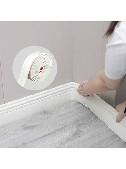 1 件 2 米 x 9.8 厘米 NBR 防撞踢脚线自粘腰线墙贴，家居装饰