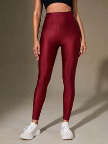SHEIN Cottnline Wideband Waist Skinny Pants - Red - View 3