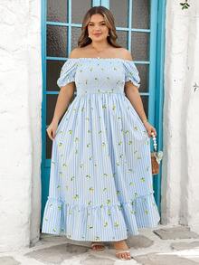 SHEIN CURVE+ Đầm cỡ US22 (dành cho người có đường cong cơ thể), thích hợp cho lễ hội âm nhạc, kỳ nghỉ biển, phong cách bohemian lãng mạn với họa tiết hoa nhí, phù hợp cho kỳ nghỉ biển, mùa tốt nghiệp, kỳ nghỉ kiểu bohemian, đầm đi biển, trang phục đi nghỉ mát. - trắng - Xem 9