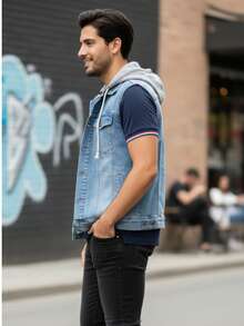 Demin Hat Vest - Baby Blue - View 2