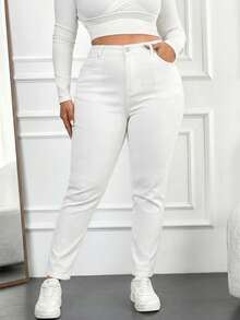SHEIN Cottnline Plus Size Jeans - White - View 1